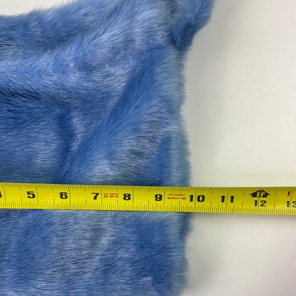 Hand Made Faux Fur Blue Handbag - Picture 5 of 7